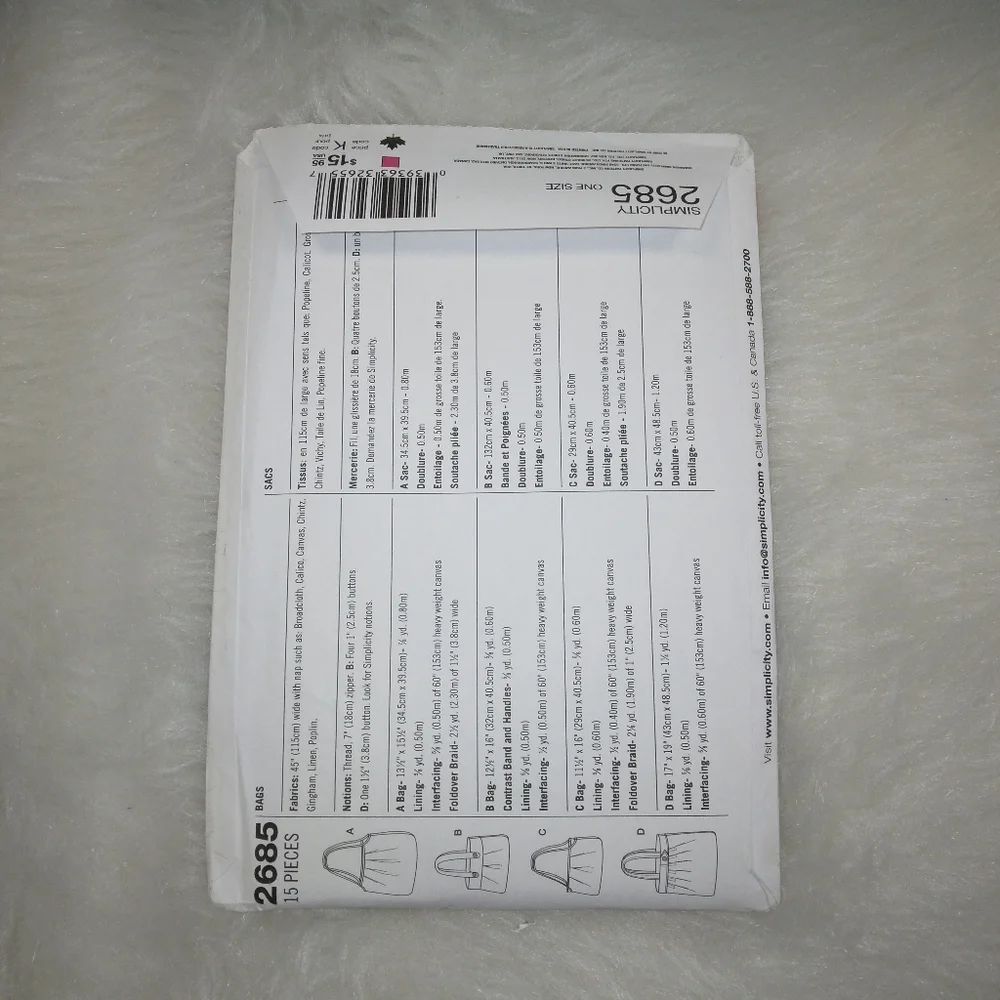 SIMPLICITY 2685 Bags in 4 Styles